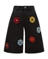 Moncler X Jw Anderson Flower Patch Shorts In Black