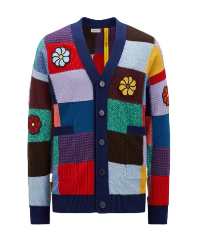 Moncler X Jw Anderson Patchwork V-neck Cardigan In Multicolor