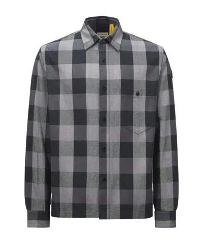 Moncler X Mercedes-benz By Nigo Plaid Cotton Shirt In Black  Gray