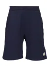 Moncler Loose Fit Cotton Bermuda Shorts In Blue
