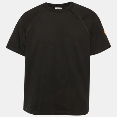 Pre-owned Moncler X Off-white Black Arrow Print Cotton Rib Knit Collar T-shirt Xl