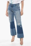 MONCLER MONCLER X PALM ANGELS CROPPED FIT DENIMS WITH CONTRASTING BA