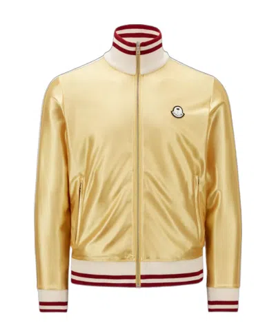 Moncler X Palm Angels Glossy Zipper Sweater In Nude