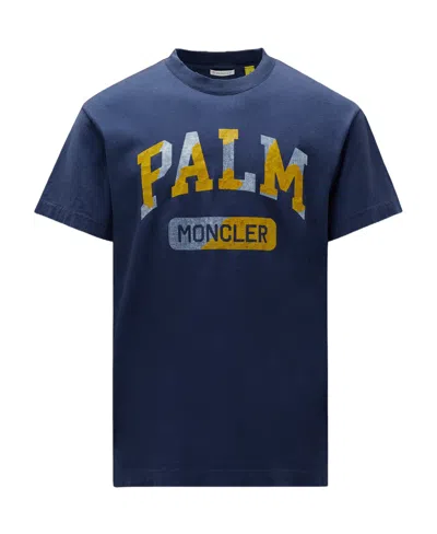 Moncler X Palm Angels Logo Logo Short-sleeved T-shirt In Black