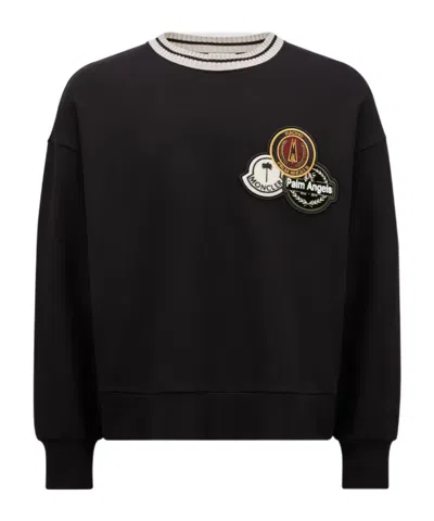Moncler X Palm Angels Long-sleeved Hoodie In Black