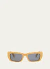 MONCLER X PALM ANGELS MEN'S CRYSTAL-ENCRUSTED ACETATE RECTANGLE SUNGLASSES