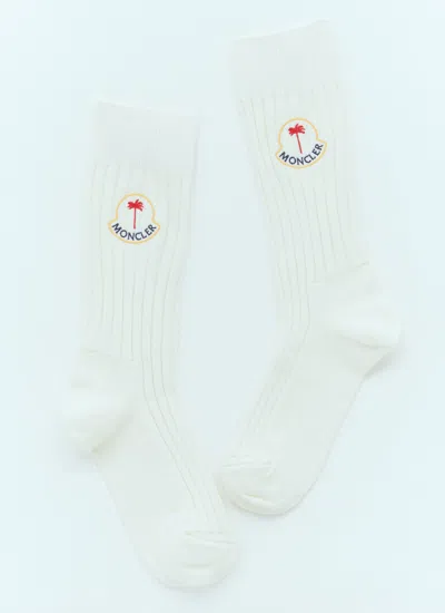 Moncler X Palm Angels Men Logo Patch Socks In White