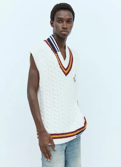 Moncler X Palm Angels Men Wool V-neck Vest In White