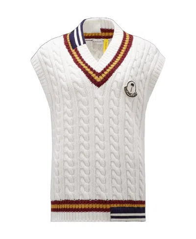 Moncler X Palm Angels Sleeveless Knitted Vest In White