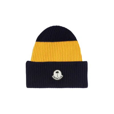 Pre-owned Moncler X Palm Angels Tricot Beanie Hat 'blue/yellow' | Men's Size Onesize