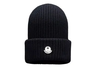 Pre-owned Moncler X Palm Angels Wool Beanie Fw22 In Black