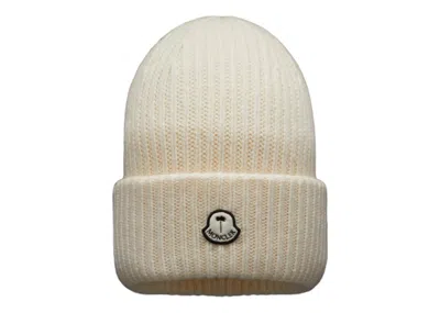 Pre-owned Moncler X Palm Angels Wool Beanie Fw22 In Silk White