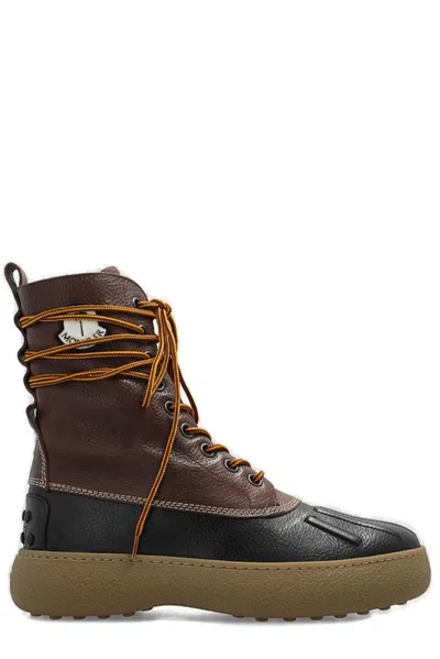 Moncler X Palm Angels X Tods Laced Ankle Boots In Brown