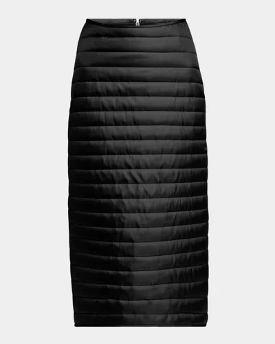 Moncler X Qiu Hao Quilted Silk Twill Midi Skirt In Multi
