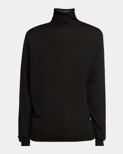 Moncler X Qiu Hao Wool And Silk Turtleneck In Black
