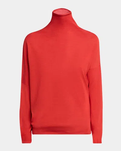 Moncler X Qiu Hao Wool And Silk Turtleneck In Red