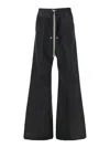 Moncler X Rick Owens 'belas' Black Pants With Drawstring Waist And Logo Patch On The Side In Tech Fabric Man
