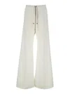 MONCLER X RICK OWENS 'BELAS' WHITE PANTS WITH DRAWSTRING WAIST AND LOGO PATCH ON THE SIDE IN TECH FABRIC MAN