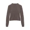 Moncler X Rick Owens Cropped Brown Knit Sweater With Round Neckline