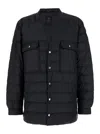 Moncler X Rick Owens Black Down Jacket With Logo Patch On The Sleeve And Snap Buttons In Tech Fabric Man