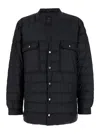 Moncler X Rick Owens Black Down Jacket With Logo Patch On The Sleeve And Snap Buttons In Tech Fabric Man