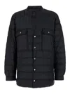 Moncler X Rick Owens Black Down Jacket With Logo Patch On The Sleeve And Snap Buttons In Tech Fabric Man