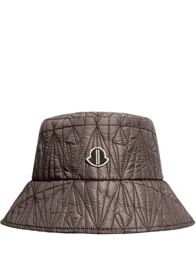 Moncler X Rick Owens Canvas Lined Fashion Accessory With Embroidered Details In Brown