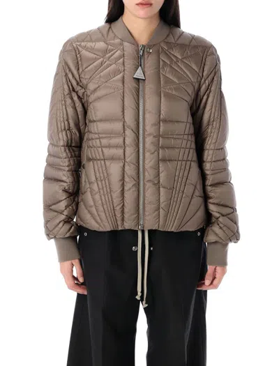 Moncler X Rick Owens Dust Coloured Quilted Jacket In Brown