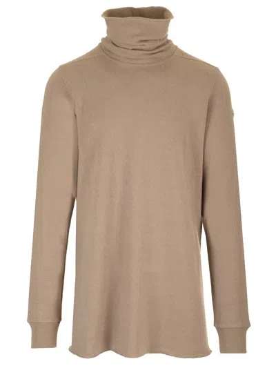 Moncler X Rick Owens Cotton Jersey Turtleneck Knitwear Beige