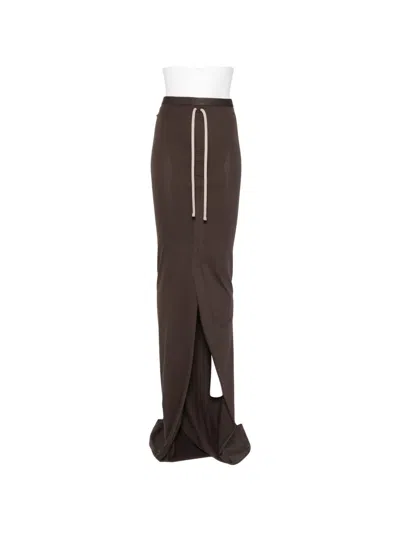 Moncler X Rick Owens Cotton Long Skirt In Brown