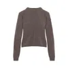 Moncler X Rick Owens Cropped Brown Knit Sweater With Round Neckline In Brown