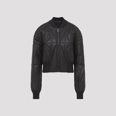 Moncler X Rick Owens Cropped Lambskin Jacket In Black