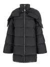 Moncler X Rick Owens 'cyclopic' Black Down Jacket With Removable Hood And Logo Patch In Tech Fabric Woman