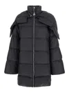 Moncler X Rick Owens 'cyclopic' Black Down Jacket With Removable Hood And Logo Patch In Tech Fabric Woman
