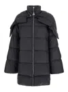 Moncler X Rick Owens 'cyclopic' Black Down Jacket With Removable Hood And Logo Patch In Tech Fabric Woman