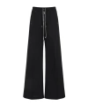Moncler X Rick Owens 'belas' Black Pants With Drawstring Waist And Logo Patch On The Side In Animal Print