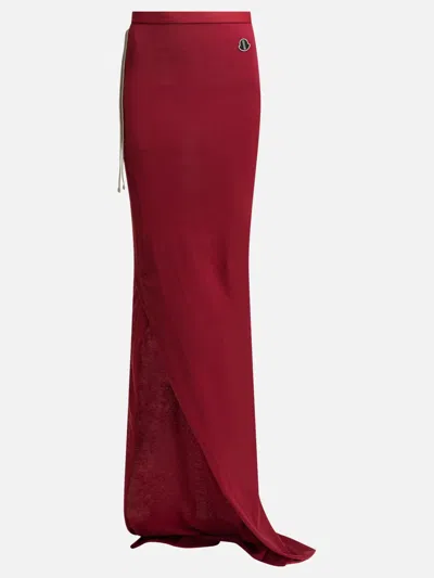 Moncler X Rick Owens Drawstring Slim Fit Skirt (small) In Red