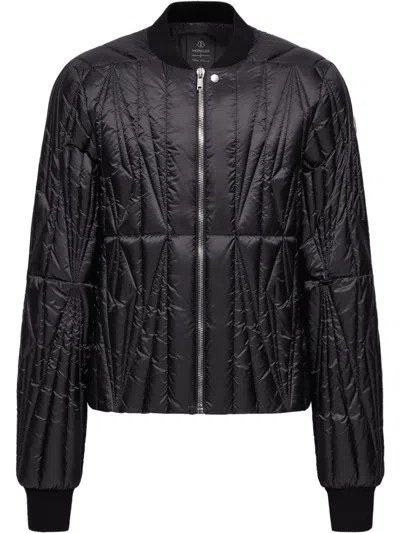Moncler X Rick Owens Geocamo Flight Down Jacket In Nylon In Black
