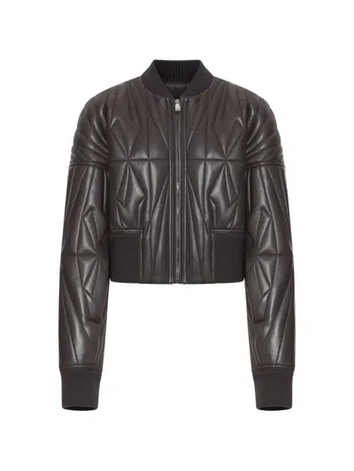 Moncler X Rick Owens Geocamo Flight Leather Jacket In Brown