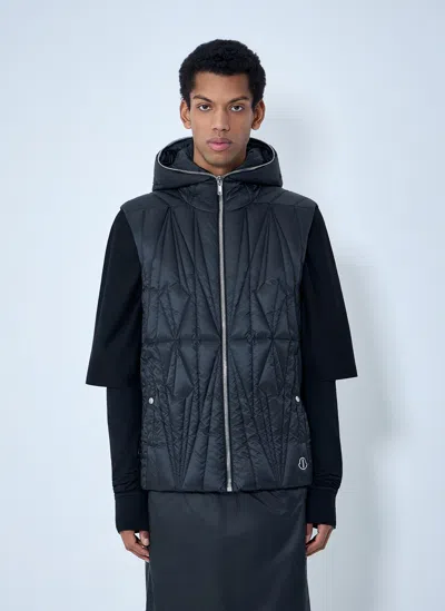 Moncler X Rick Owens Geocamo Flight Quilted Hooded Gilet In Blue