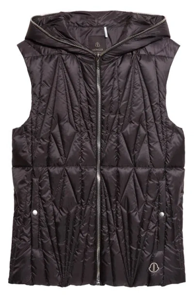 Moncler X Rick Owens Geocamo Ziplock Hooded Down Vest In Brown