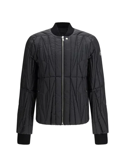 Moncler X Rick Owens Black Goose Down Clothing In Blue