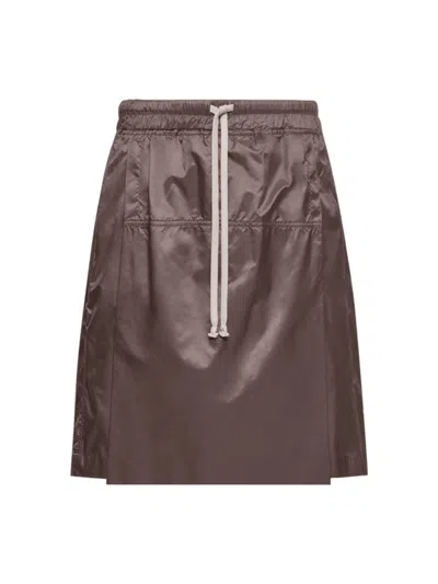 Moncler X Rick Owens Kiltshorts Drawstring Skort In Brown