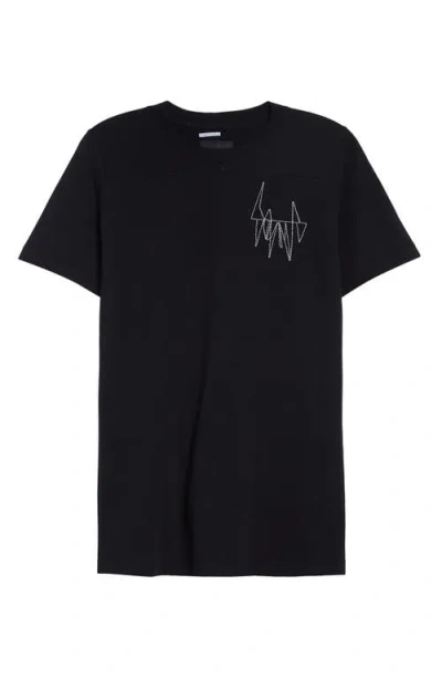 Moncler X Rick Owens Logo Embroidered T-shirt In Black