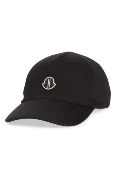 Moncler X Rick Owens Logo Patch Baseball Cap In Black