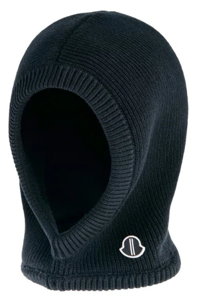 Moncler X Rick Owens Logo Patch Virgin Wool Balaclava In Black