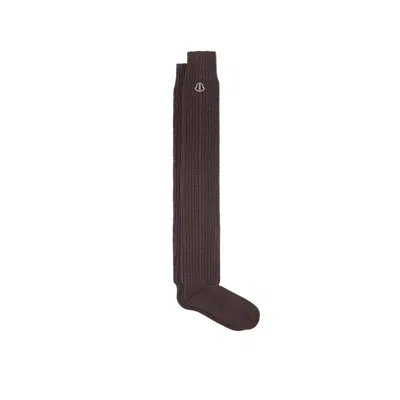 Moncler X Rick Owens Logo-patch Ribbed Socks In Brown