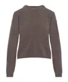 Moncler X Rick Owens Cropped Brown Knit Sweater With Round Neckline In Black