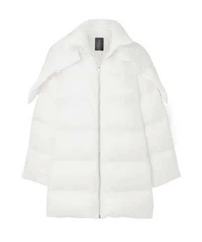 Moncler X Rick Owens Long-sleeved Down Jacket In White