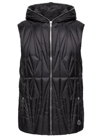 Moncler X Rick Owens Luxe Leather Oversized Coat For Men In Black